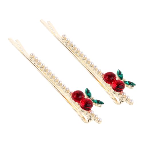 Abaodam 2 Stück Kirsche Strass Haarspange Clips Aus Kunstperlen Hübsche Haarspangen Kirschhaarspange Für Frauen Elegante Haarspange Haarspangen Aus Kunstperlen Kirsche Haarspange Legierung von Abaodam