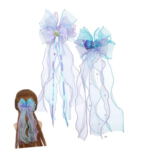 Abaodam 2stücke Meerjungfrau-haarspangen Mit Schleife Für Damen Und Mädchen Haarschmuck Im Meerjungfrauen-stil Aus Leichten Materialien Für Partys Und Täglichen Gebrauch von Abaodam