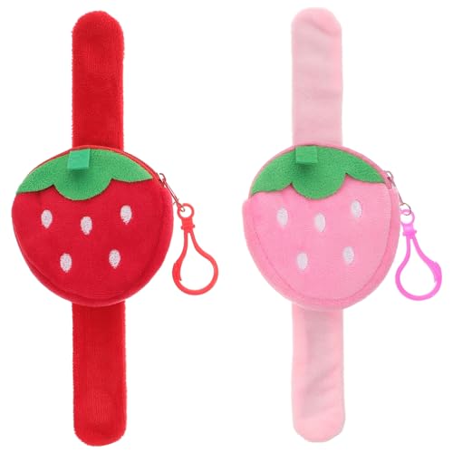 Abaodam 2 Stück Plüsch Erdbeer Slap Armbänder Armband Obst Motiv Weiche Schnapparmbänder Kindergeburtstag Party Mitgebsel Geschenk für Mädchen und Jungen von Abaodam