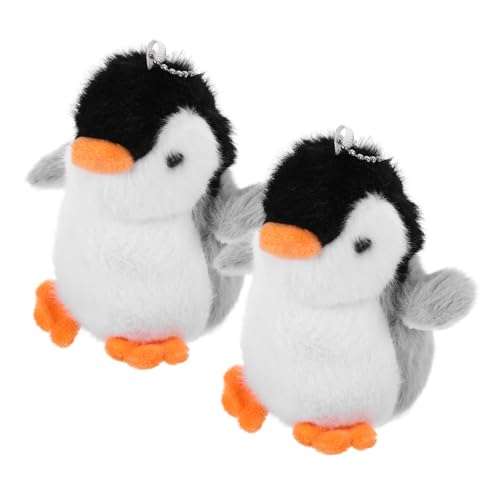 Abaodam 2 Stück Plüsch Pinguin Schlüsselanhänger Niedlicher Kuscheltier Anhänger mit Kette Weiches Stofftier Schlüsselanhänger für Taschen Rucksack für Freundin Praktische Deko von Abaodam