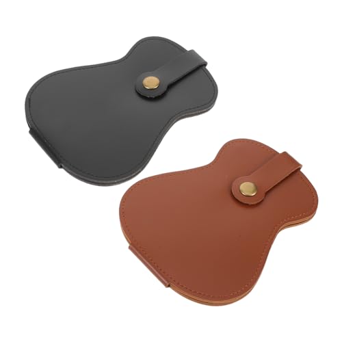 Abaodam 2 Stück Pu-Leder Gitarrenplektrenhalter mit Fächern Kompakte Pick-Aufbewahrungstasche für Akustik- Bass Ukulele und Banjo Eleganter Organizer für Musiker und Bühne von Abaodam