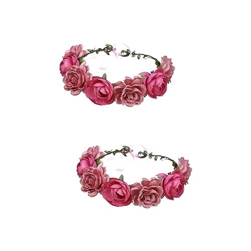 Abaodam 2st Rosa Stirnband Feiertagsstirnband Für Frauen Haarschmuck Für Mädchen Künstlicher Rosenkopfschmuck Frauen Stirnband Mädchen-stirnband Hochzeitsgirlande Blumen Stoff Fee Damen von Abaodam