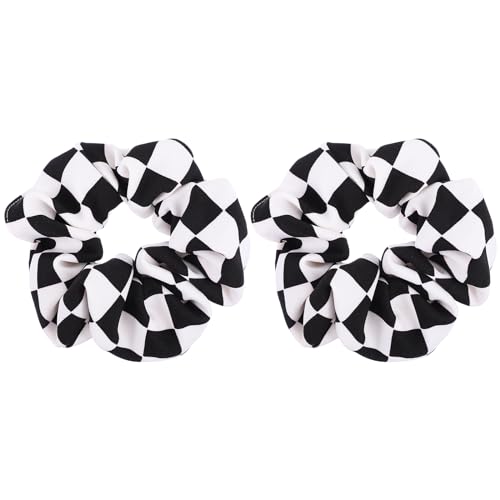 Abaodam 2 Stk Schwarz-weiß Kariertes Haarseil Schwarzes Elastisches Haar Haargummis Elastisch Pferdeschwanz-haarseile Gingham-haargummi Haarband Krauses Haar Südkorea Plaid Mädchen Chiffon von Abaodam