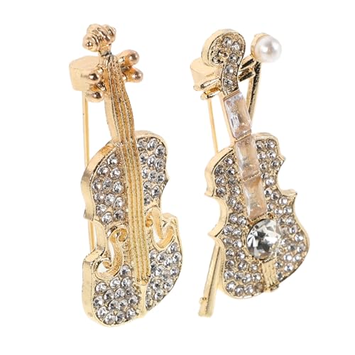 Abaodam 2 Stück Teiliges Violin Broschen mit Schimmernden Strasssteinen Musik Schmuck Brosche für Damen Vielseitig für Kleidung Schals Hüte und Kleider Leicht und Stilvoll von Abaodam