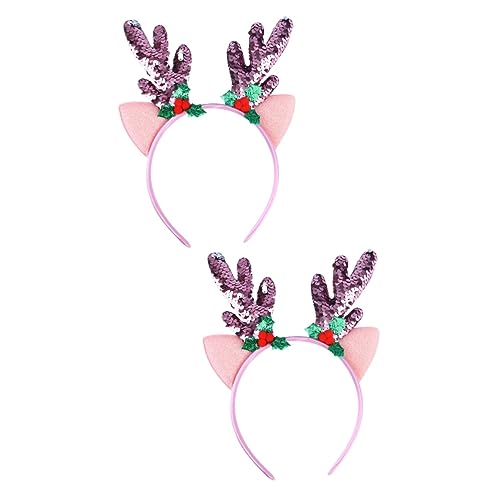 Abaodam 2 Stück Weihnachts-Stirnband Für Mädchen Zubehör Für Mädchen Haarspangen Für Mädchen Weihnachts-Haarreifen Weihnachts-Haardekorationen Krippen-Ornamente Für Elch-Haarband von Abaodam