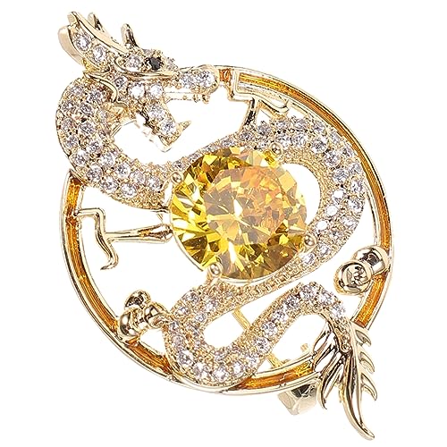 Abaodam Drachenbrosche Pin Kupfer Gold Sommer Sternzeichen Drachenmotiv Anstecknadel für Kleidung Männer Frauen Personalisierte Brosche Kragen Deko Formelle Anlässe Hochzeit Party von Abaodam