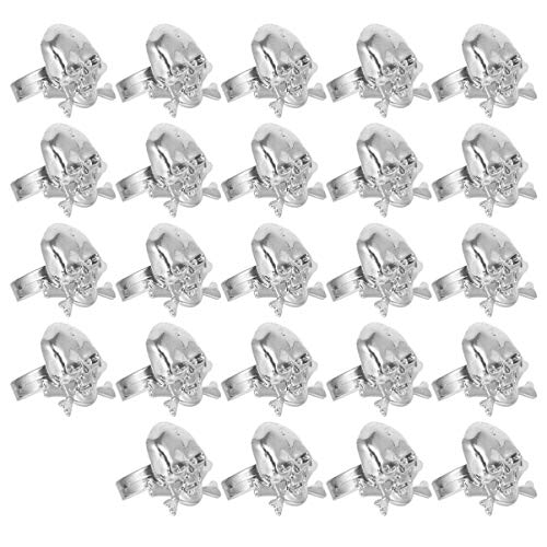 Abaodam 24 Stück Halloween-Totenkopfringe Partygeschenke Für Kinder Kunststoff- -Piratenringe Spielzeug Kostümparty Dekorative Cosplay-Vorräte Requisiten Für Kinder Leckerli-Tüten von Abaodam