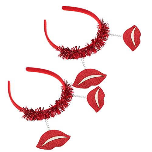 Abaodam 2st Lippen-stirnband Valentinstag Zubehör Rote Kopfbedeckung Herzkopf Bopper Urlaubskostüm Stirnband Accessoires Für Damen Lametta Headbopper Amor Bogen Liebe Baby Fräulein Gretel von Abaodam