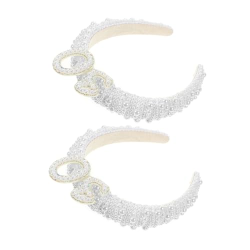 Abaodam 2St Perlenstirnband geburtstagsgeschenk Geburtstagsstirnbänder für Party Stirnbänder für Geburtstagsfeiern Haarband Kopfschmuck für Mädchen Party-Stirnbänder Imitationsperlen Weiß von Abaodam