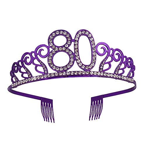 Abaodam 2st Geburtstag Haarschmuck Prinzessin Geburtstag Tiara Zum 80. Geburtstag Stirnband Mit Seitlichem Kamm Dekorationen Zum 80. Geburtstag Tiara Prinzessin Frau Geschenk Violett Krone von Abaodam