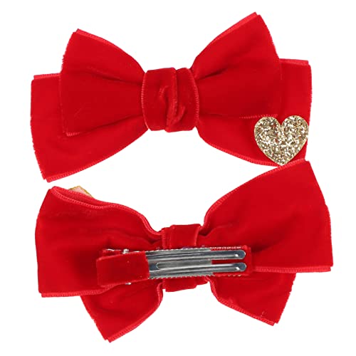 Abaodam 2st Haarspange Aus Samt Haarschleifen Krokodilklemme Haarschleifen Für Frauen Haarschmuck Für Kleine Mädchen Schleifen Für Kleine Mädchen Babyhaar Rot Seitenclip Kind Weihnachten von Abaodam