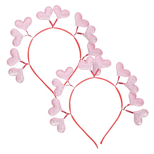 Abaodam 2st Liebe Stirnband Valentinstag Haarreifen Valentinstag Haarband Herz Haarreifen Rotes Herz Haarband Stirnband Rosa Rotes Hochzeitsdeko Zubehör Filzstoff Weihnachten von Abaodam