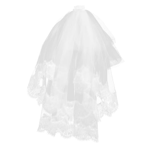 Abaodam 2st Mehrschichtiger Blumenmädchen-kronenschleier (weiß) Blumenmädchen-kopfbedeckungen Für Die Hochzeit Party-cosplay-kostüm Kerze Zur Taufe Erste Badetuch Braut Koreanische Version von Abaodam
