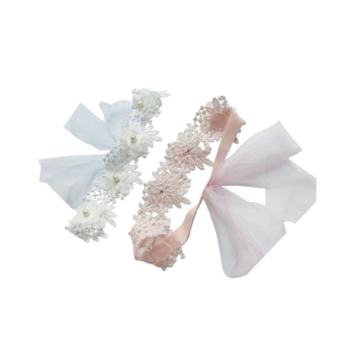 Abaodam 2St Spitzenstirnband baby haarspangen baby hair clips Baby-Haar-Accessoire babywip baby taufgeschenk baby kopfschmuck Mädchen Haarschmuck bilden Kopfbedeckung Kind Chiffon Weiß von Abaodam