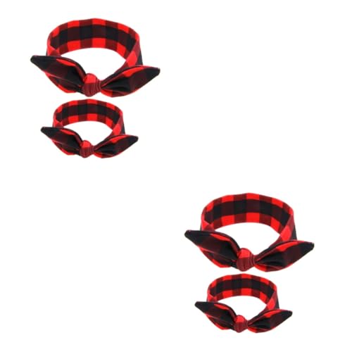 Abaodam 2st Stirnbänder Binden Turbane Mädchen Haargummis Kopftuch Babyanzüge Abs Stirnbänder Für Kleinkinder Krawatten Anzug Haarband Babys Bands Plaid Eltern-kind Stirnband Rot von Abaodam