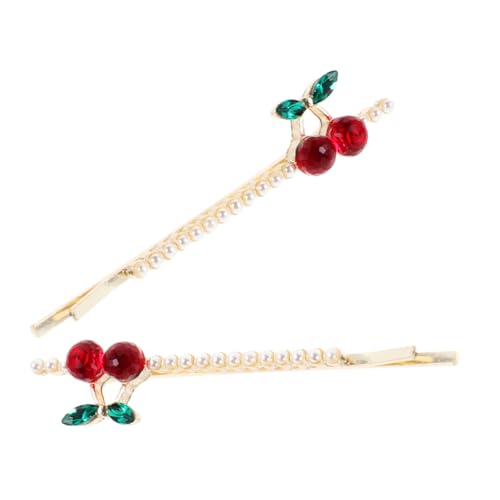 Abaodam 2stücke Elegante Kirsch-haarspangen Mit Faux-perlen Funkelnde Rhinestone-haarclips Für Stilvolle Seitenfrisuren Vielseitige Haaraccessoires Für Frauen von Abaodam