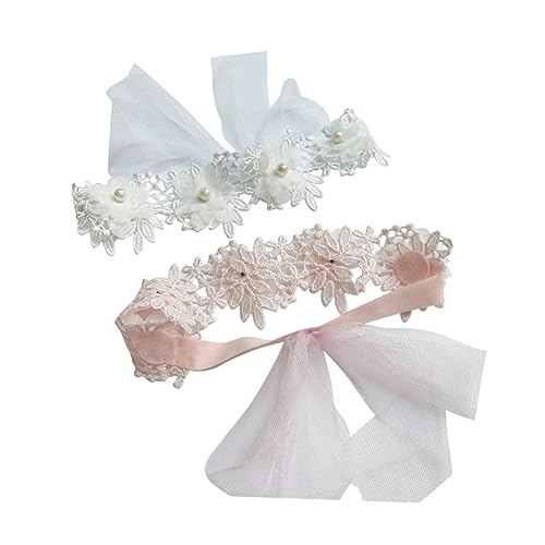 Abaodam 2stücke Teiliges Chiffon Haarband Für Mädchen Verziert Mit Blumen Und Perlen Verstellbar Für Neugeborene Und Kleinkinder Für Partys Und Fotoshootings von Abaodam