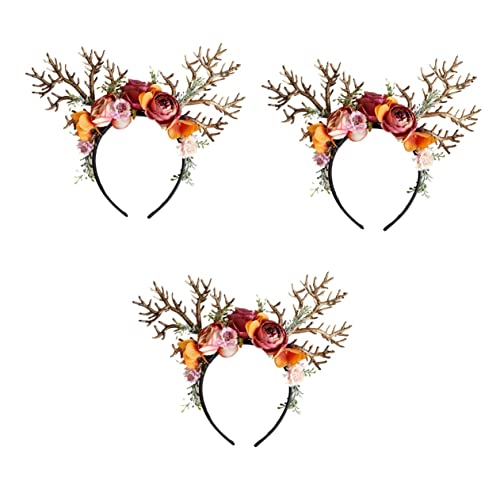 Haarschmuck 3 Stück Damen-Geburtstags-Ostern-Zubehör Stilvolles Foto Leoparden-Clip Niedliche Haarspange Weihnachten Rentier Blumenmuster Schönes Geweih Für Festival-Zubehör von Abaodam