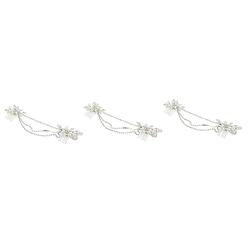 Abaodam 3 Stk doppelter Haarkamm Brautjungfer Haarspange Haarschmuck für die Braut Haarnadeln mit Strasssteinen Tiara Party-Haar-Accessoire Haarschmuck für Frauen Hochzeit Haarteil Zubehör von Abaodam