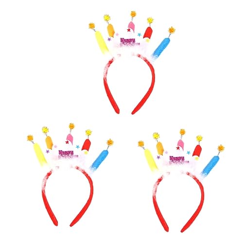 Abaodam 3 Stück Geburtstags-Stirnband Prinzessin Dekorationen Geburtstagstorte Kerze Kuchendekorationen Party-Stirnband Party-Haarband Stoff-Haarband Kuchen-Kerzen-Haarband Foto-Requisite von Abaodam