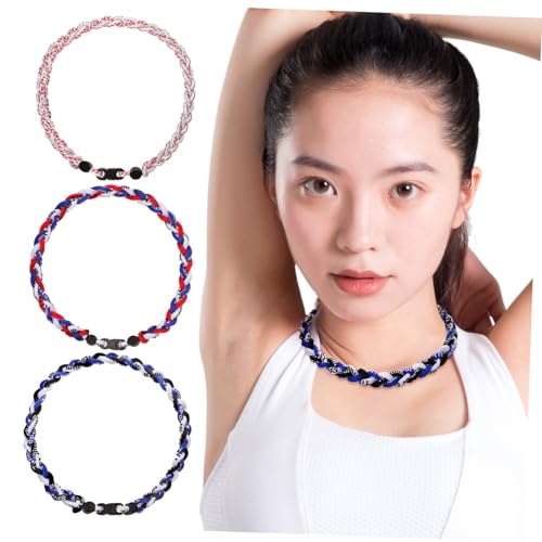 Abaodam 3 Stück Geflochtene Baseball halskette Sport Schmuck für Herren Modische Seil halskette in Rot Dunkelblau Rot weiß blau als Geschenk für Baseball fans von Abaodam