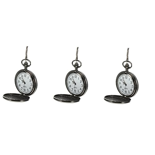 Abaodam Halskette 3 Stück Halskette Für Herren Geschnitzter Stil Tragbar Vintage-Uhrwerk Herrenschmuck Tag Kleidung Zum Aufhängen Geschenk Für Väter Retro-Idee Taschenuhr Antikes Hängend von Abaodam