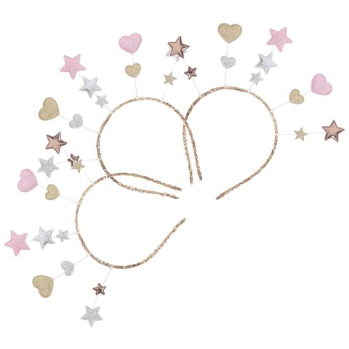 Abaodam 3 Stück Herzförmige Haarzubehör Stirnbänder Band Rosa Stern Haare glatt Haarbänder für kleine Mädchen Party Haarzubehör Party-Haarreifen Haarzubehör für Mädchen Plastik von Abaodam