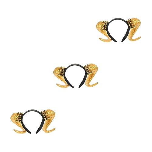 Abaodam 3 Stück Kopfschmuck-Reifen Gothic Tier Horn Teufel Halloween Dämon Haarband Akzent Einzigartige Requisiten Hoop Themenkostüme Mit Ornament Goldener Mädchenkopf Fotodekor Clips von Abaodam