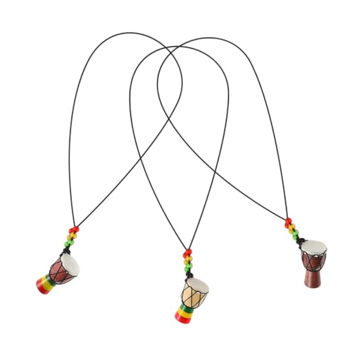 Abaodam 3stücke Afrikanische Trommel Halskette Mit Djembe-trommel-anhänger Für Frauen Modeschmuck Aus Holz Musikanhänger Für Teenager Statement-kette Für Alltag Und Party von Abaodam
