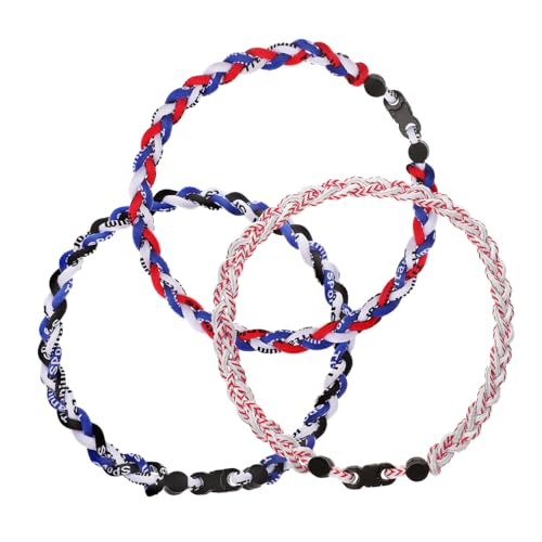 Abaodam 3 Stück Teiliges Baseball halskette Geflochtenes Seil Langlebig Vielseitig für Männer Sportfans Modische Schmuckaccessoires in Rot dunkel und Rot weiß blau von Abaodam