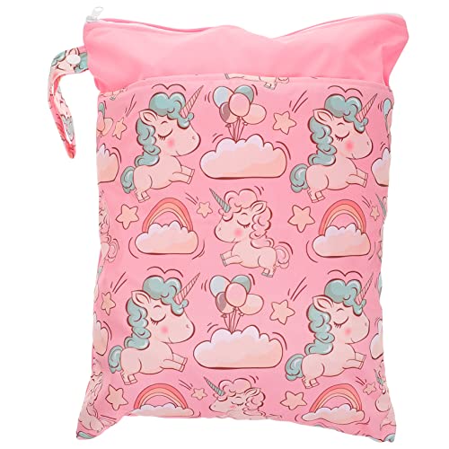 Abaodam 3stücke Windeltasche wasserdichte Organizer-Tasche Für Feuchte Und Trockene Windeln Doppellagige Aufbewahrungstasche Im Einhorn-Design Für Unterwegs von Abaodam