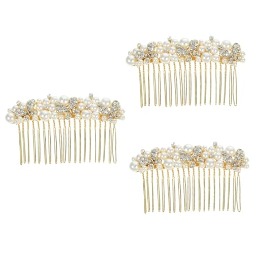 Abaodam 3St Legierung Strass Haarkamm Haarschmuck für den Abschlussball Brautjungfer Haarkamm Tiara Blumenmädchen-Kopfbedeckungen für die Hochzeit Hochzeitshaarschmuck für Bräute Perle von Abaodam