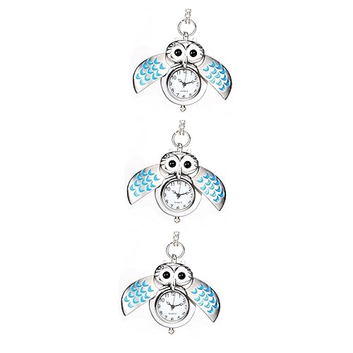 Abaodam 3stücke Owl Pocket Watch Halskette Für Frauen Cartoon Eule Design Quarz-Uhr Mit Elegantem Für Alltag Und Besondere Anlässe von Abaodam