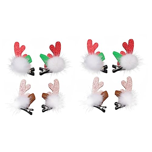 Abaodam 4 Paare Weihnachtshaar Weihnachtsstrumpf Stuffer Weihnachtsspangen Kopfschmuck Für Mädchen Weihnachtsgeweih Haarnadeln Weihnachtsmädchen Haarspange Kind Niedlich Stirnband Stoff von Abaodam