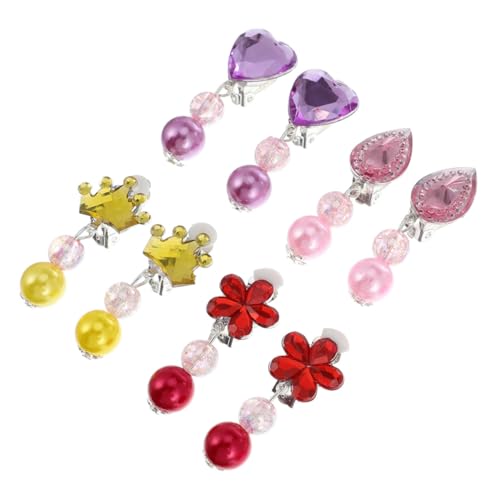 Abaodam 4 Paare Ohrringe Ohrclips mit Bunten Zirkonia Tropfenanhänger Leichte Schmucksets für Mädchen Festliche Party accessoires Vielseitig Kombinierbar ohne Ohrlöcher von Abaodam