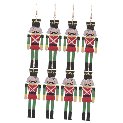 Abaodam 4paare Holz-weihnachtsohrringe Weihnachtsfiguren-ohrhänger Mit Weihnachtsmotiven Festtags-schmuck Für Frauen Und Mädchen Leicht Und Angenehm Zu Tragen Als Oder Strumpffüller von Abaodam