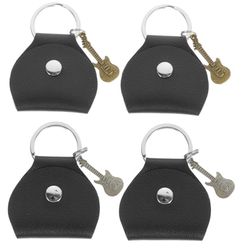 Abaodam 4 Stck Teiliges Gitarren Plektrum Etui aus Langlebigem Leder Tragbarer Schlüsselanhänger mit Praktischem Organizer Schützt Verschiedene Plektrumgrößen Stilvoller Anhänger für von Abaodam
