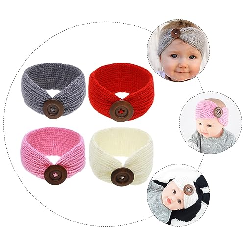 Abaodam 4 Stück Babystrickstirnband breiter Turban Haaraufsätze stirnbänder kinder haarschmuck Haargummi Haarschmuck für Babys -Stirnband Foto-Requisite Weben Kopfbedeckung von Abaodam