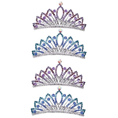 Abaodam 4 Stück mit Haarkamm Mini-Tiara Hochzeitskopfschmuck für die Braut Tiara-Kamm für Kinder Kinderkamm Kronenkamm für Kinder Mädchen Krone Kristall Kopfbedeckung Stirnband Haarschmuck von Abaodam