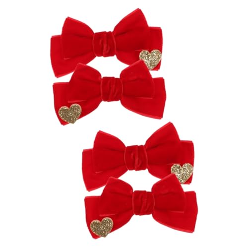 Abaodam 4 Stück Haarspange Aus Samt Haarschmuck Für Babys Schleife Haarnadel Kleinkind Verbeugt Sich Haarspangen Für Kinder Schleife Haarschmuck Herbst Und Winter Seitenclip Rot Mädchen von Abaodam