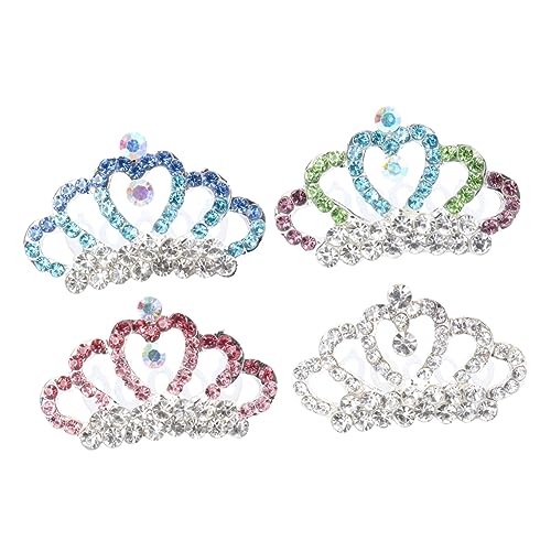 Abaodam 4 Stück Kronenkamm Prinzessin Kristall Tiara Mit Kamm Prinzessin Kristall Haarkamm Strass Krone Haarkamm Prinzessin Kristallhaarkamm Haarschmuck Silberpulver Fräulein Halloween von Abaodam