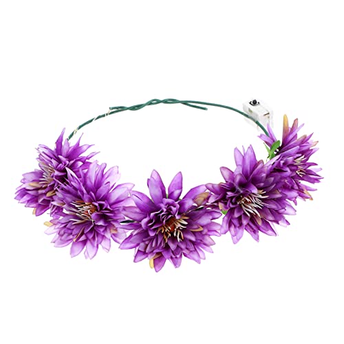 Abaodam 4 Stück Leuchtender Kranz Stirnband Leuchtendes Blumenstirnband Hochzeit Blumenstirnband Für Frauen Leuchtende Blumenkranzkronen Damen Blumendekoration Mädchen Violett Stoff von Abaodam