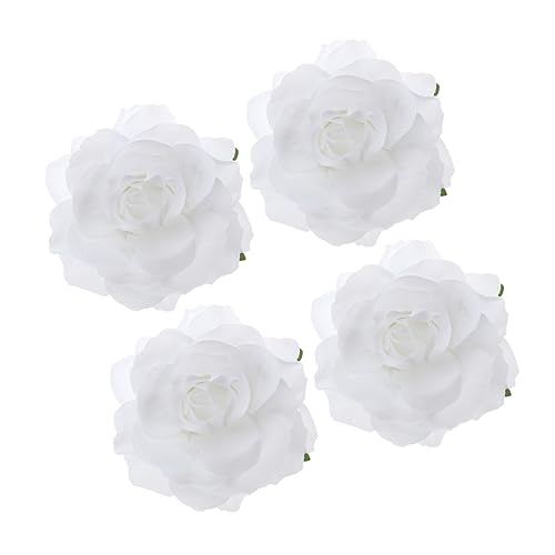 Abaodam 4 Stück Rosenbroschen Rosafarbene Haarspange Blumen Für Die Haare Haarbrosche Zur Hochzeit Blumen-haarspangen Blumenbrosche Aus Stoff Brosche Weiß Satin Braut Mädchen von Abaodam