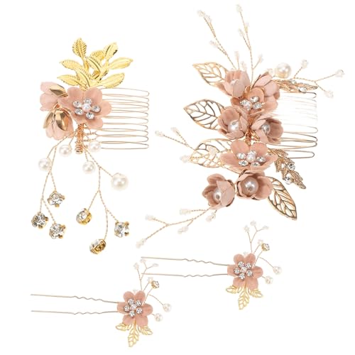 Abaodam 4 Stück Blumenmädchen Haarschmuck Damen Accessoires Braut Haarkamm Blumenkrone Blumenmädchen Seitenkämme Für Hochzeitshaare Hochzeit Rose Frauen Brautkamm Brautjungfer Mode Perle von Abaodam