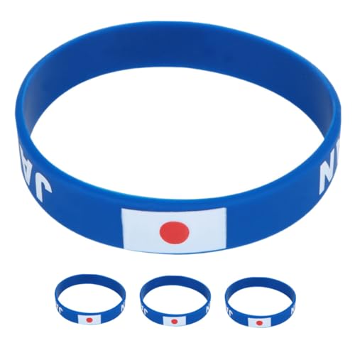 Abaodam 4 Stück Silikon Armbänder mit Japanischer Nationalflagge Elastische Sportarmbänder für Männer und Frauen für Events Partys und Fußballspiele Robuste und Sichere Konstruktion von Abaodam