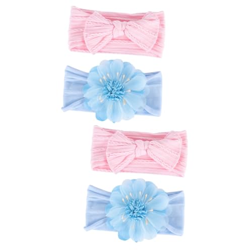 Abaodam 4 Stück Stirnband Nylon-stirnbänder Chiffon-hijabs Beißspielzeug Für Babys Neugeborenes Stirnband -blumen-haarband Babyschleifen Spitzenstirnband Krawatte Kleinkind Blüte von Abaodam