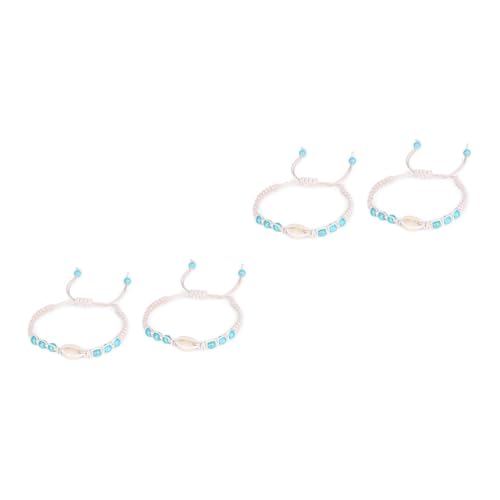 Abaodam 4 Stück Strandmuschel Muschel Armreif Muschelarmband Schmuck Geflochtenes Armband Mädchen Conch-armband Strandarmband Mädchen Gewebter Armbandschmuck Weiß Fräulein Hawaii Optional von Abaodam