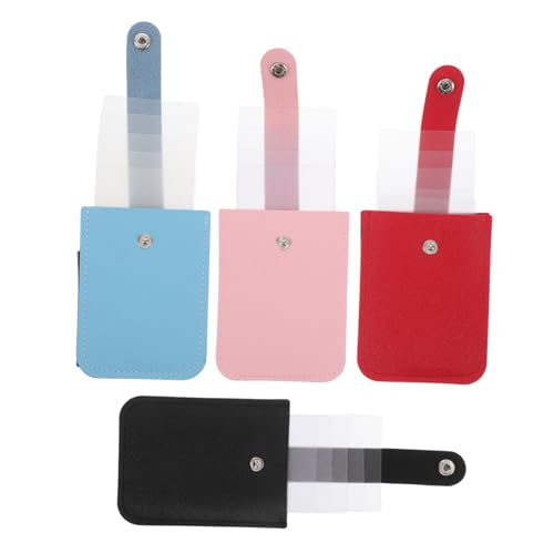 Abaodam 4stücke Kunstleder Kartenhalter Mit Herausziehbarem Design Karten-Organizer Mit Druckknopfverschluss Stapelbar Für Visitenkarten Und Kreditkarten von Abaodam