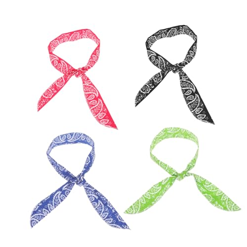 Abaodam 4 Stück Teiliges Sommer Haarband Kühlendes Leichtes Sports Stirnband mit Modischem Dekorativem Haartuch in Rot Grün Blau und Baumwollmischgewebe für Outdoor und Alltag von Abaodam