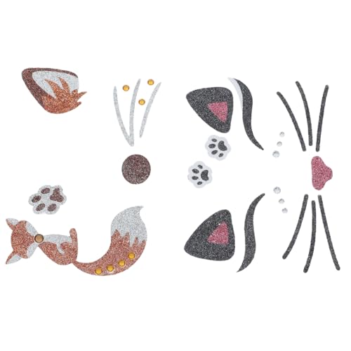 Abaodam 4 Stück Tierische Gesichtssticker Teiliges Glitzernde Katzen Fuchsaufkleber für Makeup Bastelarbeiten für Karneval Halloween Partys Besondere Anlässe von Abaodam